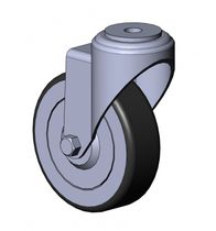 چرخ کالسکۀ گردان با لاستیک جامد | فولاد با پوشش روی | لاستیک
